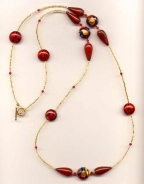 Downton Abbey 40 Inch Red and Gold Necklace